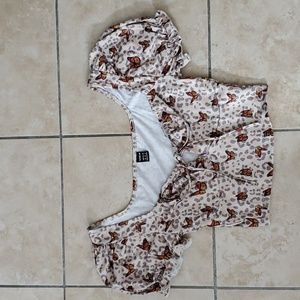 Butterfly Cheetah Print Blouse Crop Top sz XS
